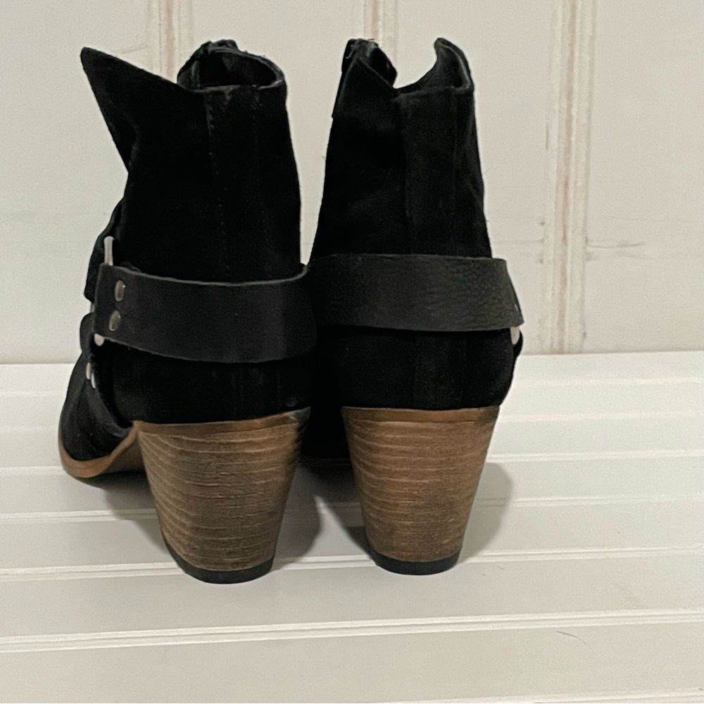 Firth Black suede ankle harness strap booties 625 - Picture 10 of 11